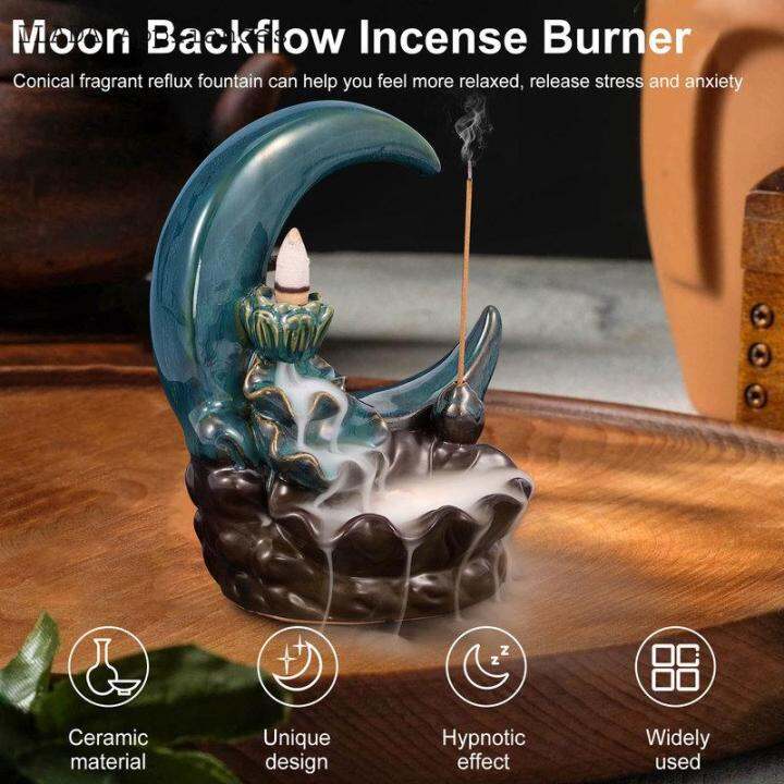 Incense Burner Moon Backflow Incense Burner Ceramic Waterfall