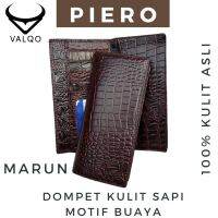 COD KKW MALL [VALQO] Piero Crocodile Pattern Cow Leather Wallet Girls Boys Women Men Girls Boys