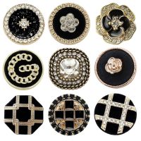 6pcs Luxurious Design Inlaid With Rhinestones Metal Button for Clothing Coat Skirt Clothing Accessory High Qulity Glod Black