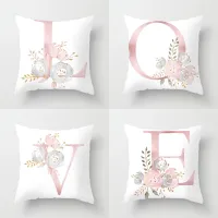 26 Letters Pink Pillow Case Letter Throw Pillow Cover 45*45cm Alphabet Letter Decorative Pillowcases Pink Pillowcase almohada