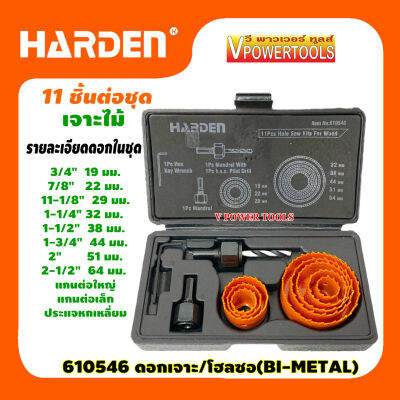 HARDEN 610546 โฮลซอเจาะไม้ 11ตัวชุด Hole Saw (19-64มม.)