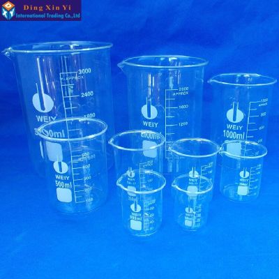 Low Form Beaker Chemistry Laboratory Borosilicate Glass Transparent Beaker Thickened with spout 50-3000ml