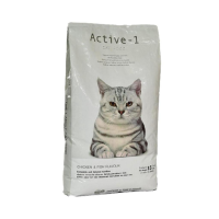 [ส่งฟรี] ACTIVE-1 แอคทีฟ วัน อาหารแมว รสไก่และปลา สูตรบำรุงขน (กระสอบ 15kg)