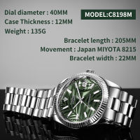 (ร้อน) CADISEN ใหม่ผู้ชายวิศวกรรมนาฬิกามะกอกสีเขียวปาล์ม Motif หน้าปัดยอดนิยมแบรนด์หรูนาฬิกาอัตโนมัติ100เมตรกันน้ำของขวัญนาฬิกาสำหรับผู้ชาย