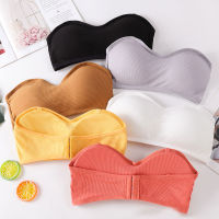 [HOT 2023] ใหม่เซ็กซี่ Seamless Strapless ส่วนบนผู้หญิงดัน Bra ห่อหน้าอกชุดชั้นในชุดชั้นในเบาะสีทึบ Top Bra ที่มองไม่เห็น