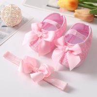 【hot】✶✗  2Pcs Baby Shoes Headband Set 0-18M Bow New Soft Toddler