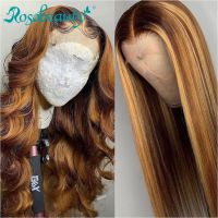 Rosabeauty glueless Lace Front Human Hair Wigs pre plucked Brazilian Straight Remy Frontal Wig For Black Women 13x4 ombre Gift ของขวัญ