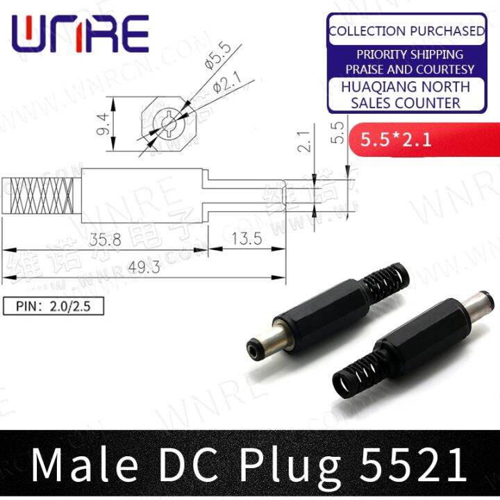 5-5-x-2-1mm-plastic-male-plugs-dc-022-dc-power-socket-female-jack-screw-nut-panel-mount-connector-dc022-5-5x2-1mm