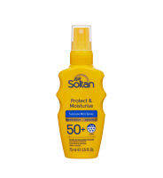 Boots Soltan Protect &amp; Moisturise Suncare Lotion Uvb Very High Spf 50+ โซลแทน โพรเท็ค แอนด์ มอยส์เจอร์ไรซ์ ซันแคร์ สเปรย์ ยูวีบี เวรี่ ไฮ เอสพีเอฟ 50+ 75 มล.