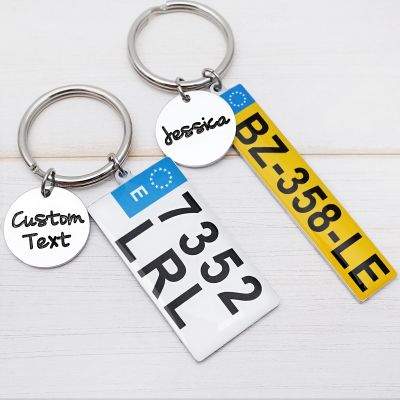 【CW】♧✧  Custom Car Keychain Number Plate Keyring Personalised License Chain New Driver Him