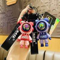 Cartoon Lightning Bear Keychain Cute Astronaut Bear Doll Keyring for Men Car Key Women Bag Pendant Couple Keys Holder Chain Ring