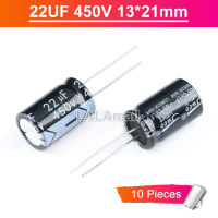 10Pcs คุณภาพสูง Capacitor 22UF 450V Through Hole Electro Electrolytic Capacitor 450V22UF 22UF450V 13*21มม.