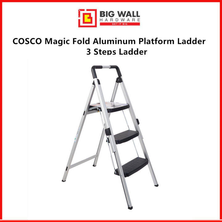 COSCO Magic Fold Platform Aluminum Step Ladder Available in 2 Steps & 3