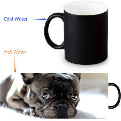 French Bulldog Heat Changing Color Ceramic Tea Cup Heat Sensitive Coffee Mug