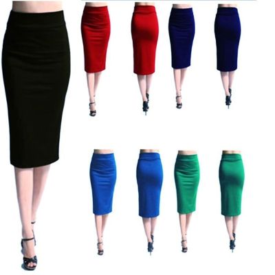 Women Skirt Bodycon Skirt Office Female Slim Knee Length High Waist Stretch Sexy Pencil Skirts Jupe Femme