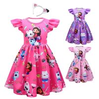 Kids Clothes Gabby Cats Short Sleeve Dress Toddler Girls Gabbys Dollhouse Birthday Party Dress Baby Girls Dress Vestidos