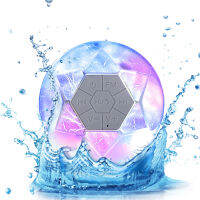 Portable Bluetooth Speaker With LED Tattoo, Waterproof + FM Radio, Shower Device Listening Music 1000mAh, White