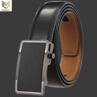 Mens Good Leather Belt Business Formal Real Cowhide Leather Ratchet High Quality Metal Automatic Buckle