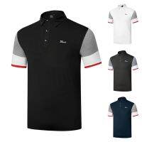 Callaway1 ANEW PXG1 TaylorMade1 FootJoy Mizuno☽ Titleist Summer Golf T-Shirt Mens Lapel Breathable Quick-drying Sunscreen Outdoor Sports Short-Shirts เสื้อกอล์ฟผู้ชาย