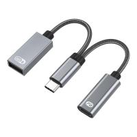 OKDEALS เมาส์และคีย์บอร์ด2 In 1สายเคเบิลชนิด C ซิงค์ข้อมูล USB อะแดปเตอร์ OTG 60W PD หัวเปลี่ยนสายชาร์จเร็ว