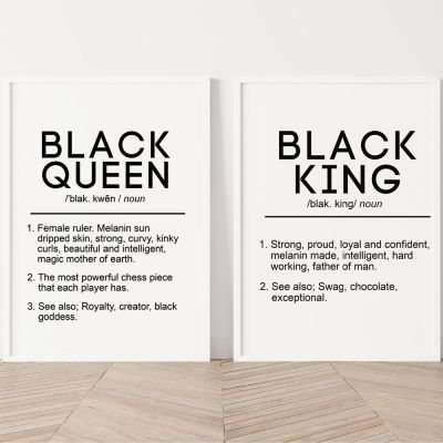 Canvas Painting Black King and Queen Definition Quote Posters Prints Bedroom Melanin Wall Art Black Beauty Home Decor No Frame