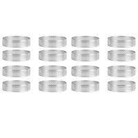 16Pcs Stainless Steel Tart Ring, Heat-Resistant Cake Mousse Ring Round Double Rolled Tart Ring Metal Mold 10cm &amp; 8cm