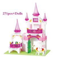 472ชิ้นเจ้าหญิงชุดสีชมพู Enchanted ปราสาทพระราชวังรุ่นสำเร็จรูปสีชมพูเจ้าหญิงบ้านของเล่นสำหรับเด็กสาวของขวัญของเล่น
