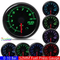 ✘ Auto Car Gauge 2 52MM Fuel Pressure Gauge with Press Sensor 1/8 NPT Smoke Lens 7 Color Backlight Racing Meter Gasoline Car 12V