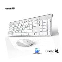 Russian Wireless Keyboard, Ergonomic Design, Rechargeable Mouse, 2400DPI, Wireless Mute Design Stable Connection,Silver White