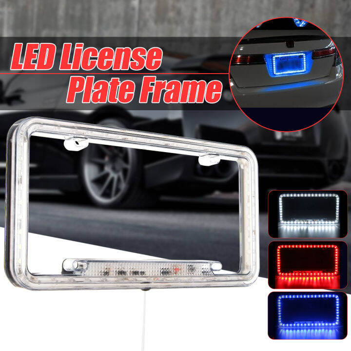 Universal New Plastic Car License Plate Frame LED Lighting Acrylic