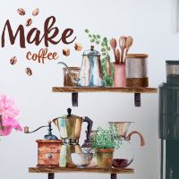 Vintage Make Coffee Quote Wall Stickers Kitchen Dining Room Wall Decals Wall Art Kitchen Kaffee Tableware Utensil Decorations