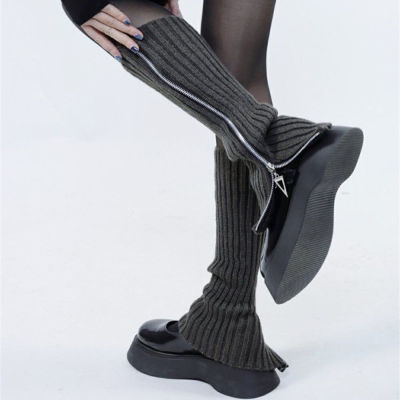 ถุงเท้าถักแบบมีปลอกปกป้องขาสำหรับเด็กผู้หญิงคลุมขาแบบลำลองสำหรับฤดูใบไม้ร่วงฤดูหนาว