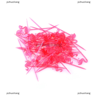 yizhuoliang 50pcs Flamingo Food Picks บุฟเฟ่ต์คัพเค้กผลไม้ Forks ปาร์ตี้ขนมเค้ก