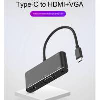 TYPE C HDTV VGA USB 3.0 ADAPTER Converter พร้อมแจ็ค 3.5 USB-C HUB Adapterสำหรับ Mac air Pro Huawei P30 P20 Samsung S9 S8