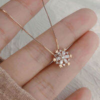 Women Girls Popular Snowflake Shining Crystal Necklace Rhinestone Snow Pendant Necklaces New Year Gift Jewelry Headbands