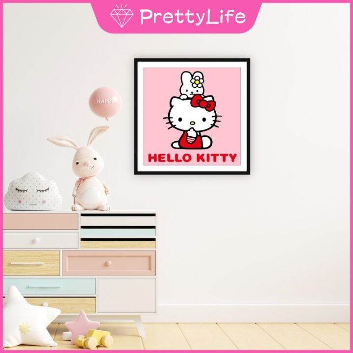 pl-5d-ภาพวาดเพชรใหม่เต็มเพชร-hellokitty-diy-เพชรเย็บปักถักร้อยภาพวาดตกแต่งปักครอสติคริสตัลจิตรกรรม30x30เซนติเมตรอะคริลิเพชรภาพจิตรกรรมฝาผนัง