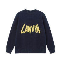 2022 รุ่นใหม่สำหรับฤดูใบไม้ร่วงและฤดูหนาว Lanvin Langfan เสื้อสเวตเตอร์คอกลมทรงหลวมที่นิยมในโลกออนไลน์สำหรับคู่รักชายหญิงแมทช์ลุคง่าย T เสื้ออินเทรนด์