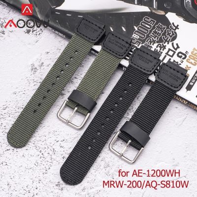 นาฬิกา Casio AE-1200WH หนังไนลอน MRW-200 AQ-S810W หัวเข็มขัดสแตนเลสขนาด18มม. อะไหล่สายนาฬิกา