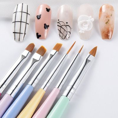 6Pcs/Set Nail Pen Wide Application One Stroke Outlines Compact Macaron Nail Art Liner for Beauty
