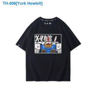 ✽ York Hewlett Mobile suit gundam new T-shirt male 2023 summer short-sleeved high street popular logo tuples RX78-2 pure cotton shirt