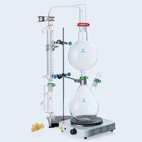 Lab Essential Oil Steam Distillation Apparatus ชุดเครื่องแก้ว Water Distiller Purifier W/ เตาร้อน Graham Condenser 2000Ml