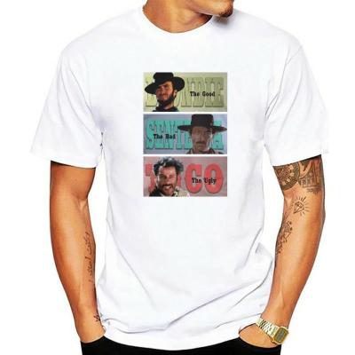 Mens T-Shirts The Good The Bad And Ugly Vintage 100% Cotton Tee Shirt Short Sleeve Cowboy Blondie Angel T Shirt Crew Neck Tops