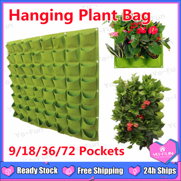 Hanging Planting Grow Bags, 18 Pockets Hanging Vertical Wall Planter Wall  Mounted Grow Bag Outdoor Indoor Gardening Vertical Greening Flower