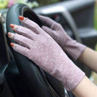 Female Summer Sunscreen Cotton Sun Driving Cycling Mittens Women Flowers Bit Half Finger Touch Screen Thin Typing s J762023