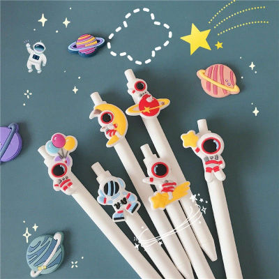 6 Pcslot Astronaut planet Gel Pen Cartoon 0.5mm Black Ink Gel Pens Writing Pen Kawaii School Office Supply