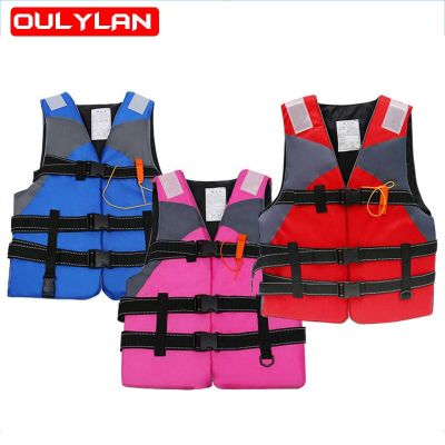 Oulylan Adult Children Swimming Life Jacket Adjustable Buoyancy Survival Suit Polyester Children Life Vest With Whistle Outdoor  Life Jackets