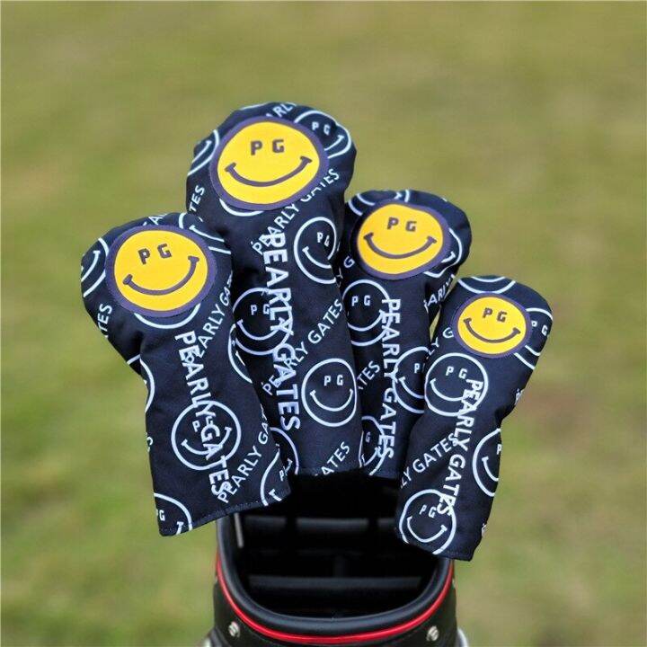 graffiti-star-smiley-lettering-golf-club-headcovers-for-driver-fairway-woods-hybrid-head-covers-fabrics-4pcs-set-protector-cover-towels