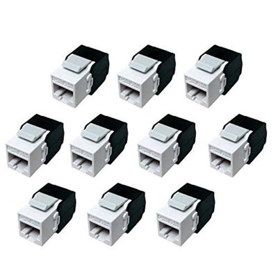 10-Pack Cat6A RJ45 Keystone Jack - Cat6 Compatible -180 Degree Toolless -Ethernet Wall Jack -Cat6A Network Coupler