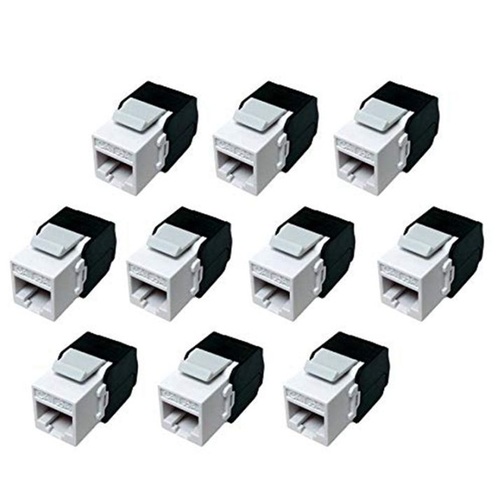 10Pack Cat6A RJ45 Keystone Jack Cat6 Compatible 180 Degree Toolless