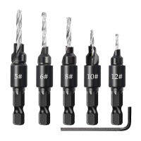 【มาใหม่】5ชิ้น/เซ็ต1/4นิ้ว Hex S Hank Countersink สว่านเครื่องมือไฟฟ้าอุปกรณ์เสริมสำหรับพลาสติกโลหะเครื่องมืองานไม้โดยสว่านไฟฟ้า